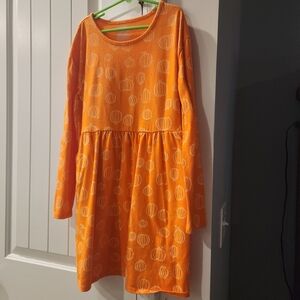 Orange Pumpkin Pattern Kids Dress